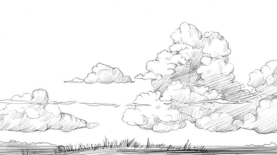 как нарисовать облака