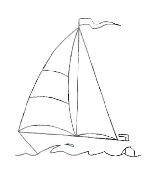 Как нарисовать яхту в море