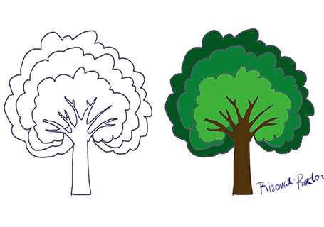 Как нарисовать дерево цветными маркерами или фломастерами